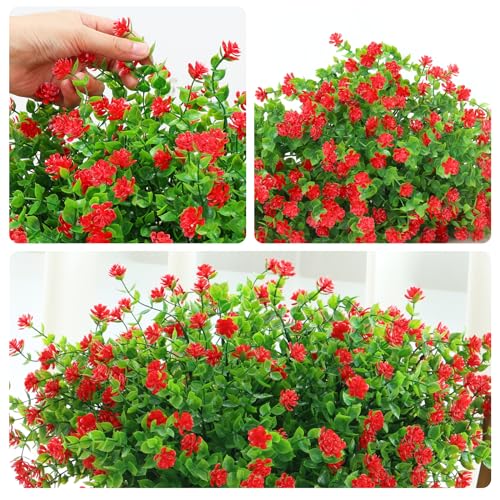 12pcs UV Resistant Artificial Flowers for Indoor & Outdoor