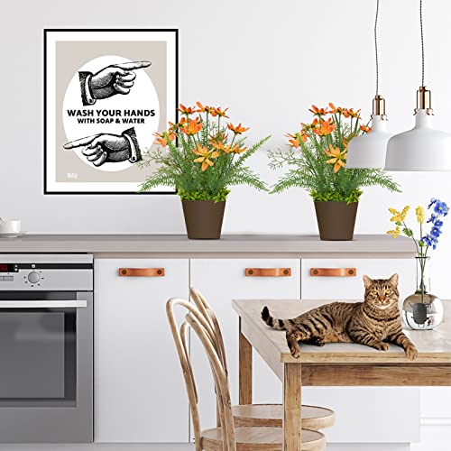 Luxsego Silk Coreopsis Faux Flowers, Potted Floral Decor