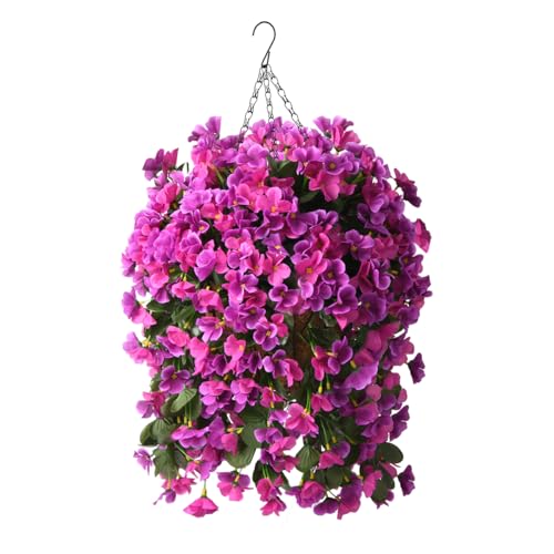 UV resistant artificial hanging Begonia plants for outdoor decor