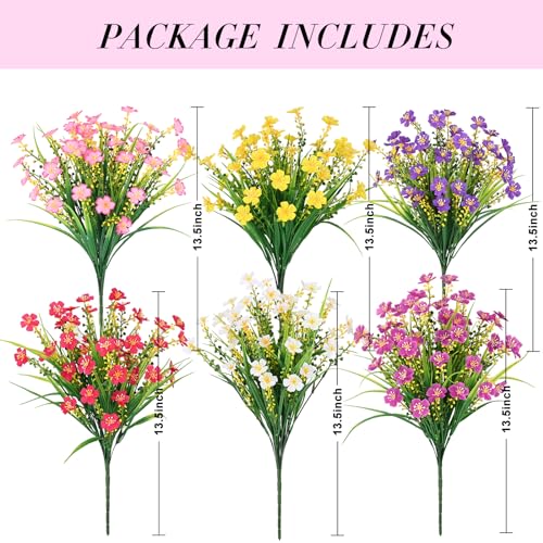 6 Bundles Waipfaru UV Resistant Artificial Flowers & Plants