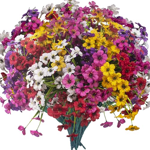 20 Bundles UV Resistant Artificial Flowers for Indoor & Outdoor