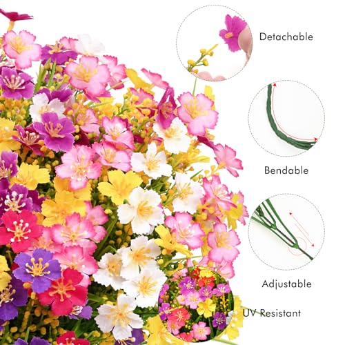 6 Bundles Waipfaru UV Resistant Artificial Flowers & Plants