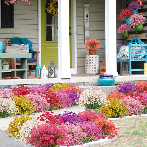 20 Bundles UV Resistant Artificial Flowers for Indoor & Outdoor