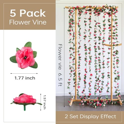 5 Pack Artificial Rose Vine Flowers for Home and Events