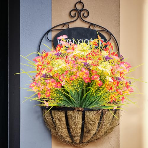 12 Bundles Fake Outdoor Flowers | UV Resistant