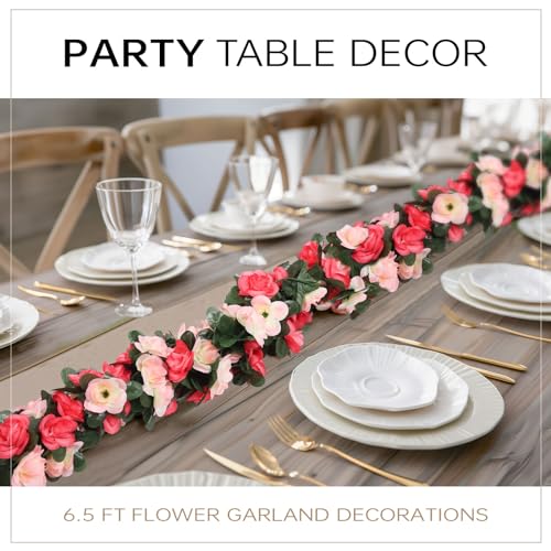 5 Pack Artificial Rose Vine Flowers for Home and Events