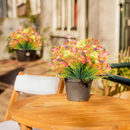12 Bundles Fake Outdoor Flowers | UV Resistant
