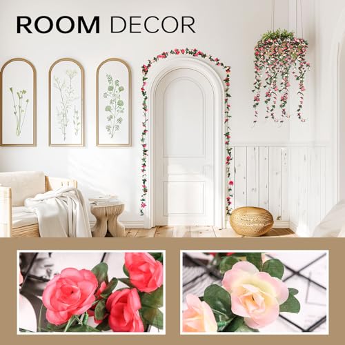 5 Pack Artificial Rose Vine Flowers for Home and Events