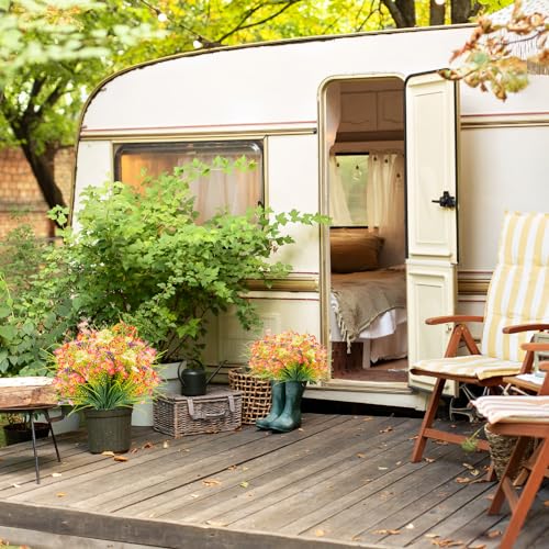 12 Bundles Fake Outdoor Flowers | UV Resistant