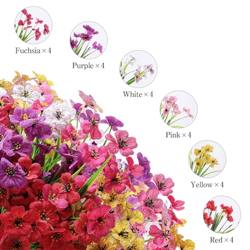 AGIRL 24 Bundles Outdoor Fake Flowers Decoration Bundle
