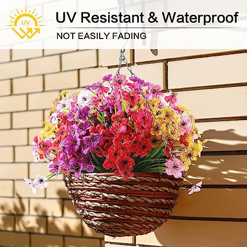 AGIRL 24 Bundles Outdoor Fake Flowers Decoration Bundle