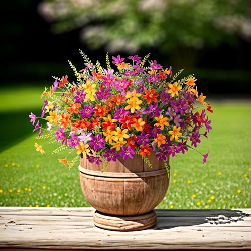 Purple Yellow Fake Daisy Eucalyptus Outdoor Plants Arrangements