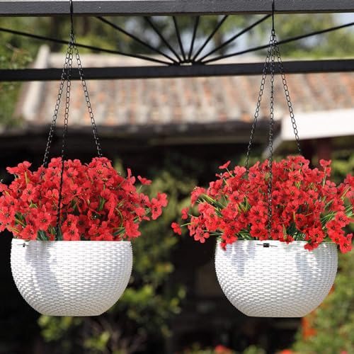 Hananona 14 Bundles UV Resistant Red Artificial Flowers