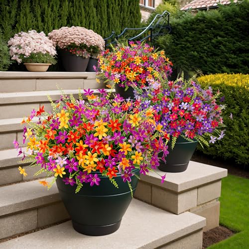 Purple Yellow Fake Daisy Eucalyptus Outdoor Plants Arrangements