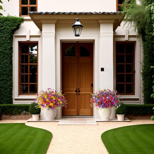 Purple Yellow Fake Daisy Eucalyptus Outdoor Plants Arrangements