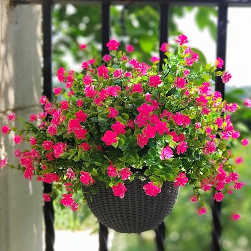 UV Resistant 12 Bundles Artificial Flowers for Outdoors