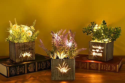 Fake Eucalyptus & Lavender Potted Plant Set with Lights