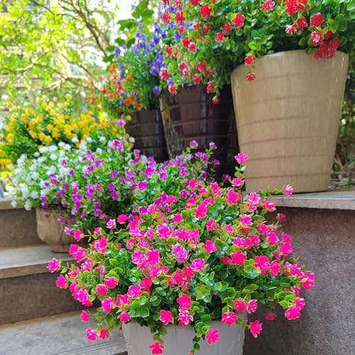 UV Resistant 12 Bundles Artificial Flowers for Outdoors