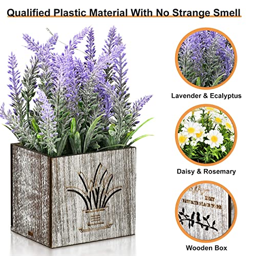 Fake Eucalyptus & Lavender Potted Plant Set with Lights