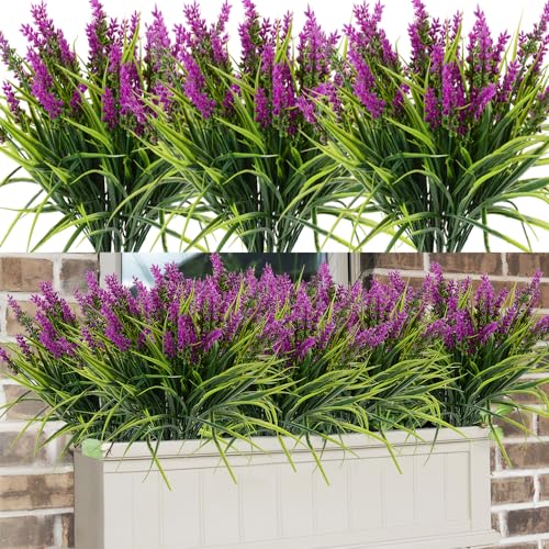 12pcs Artificial Grass and Lavender Flower Plants Set