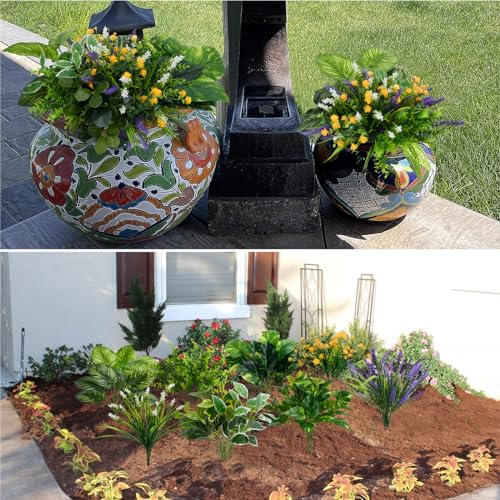 UV Resistant Artificial Lavender Bushes for Outdoor Decor