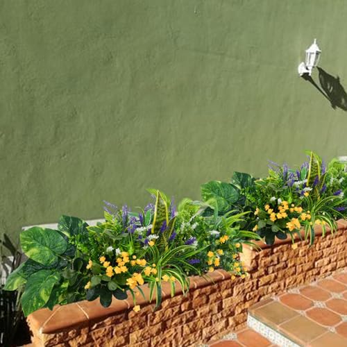 UV Resistant Artificial Lavender Bushes for Outdoor Decor