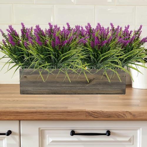 12pcs Artificial Grass and Lavender Flower Plants Set