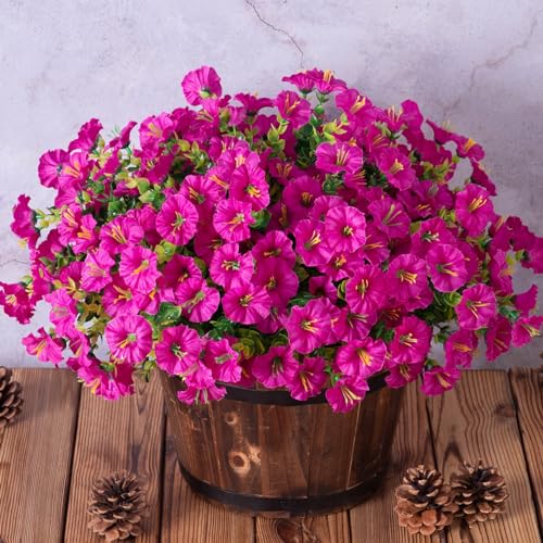 Ivydale Artificial Outdoor Morning Glory Fuchsia Silk Flowers, 12 Bundles