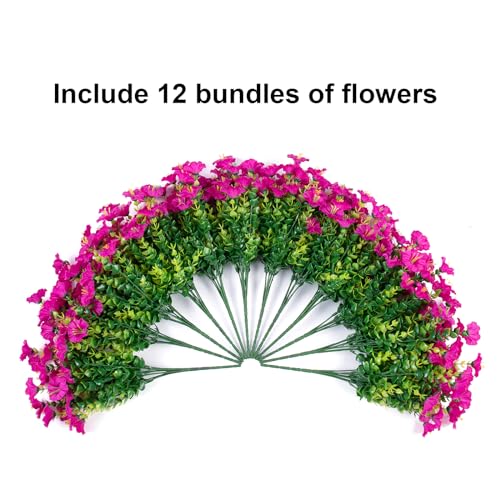Ivydale Artificial Outdoor Morning Glory Fuchsia Silk Flowers, 12 Bundles