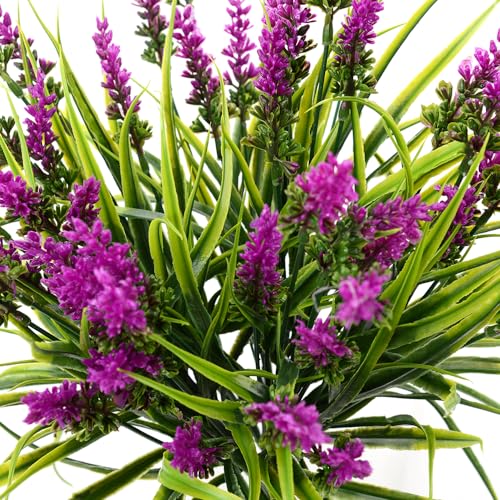 12pcs Artificial Grass and Lavender Flower Plants Set