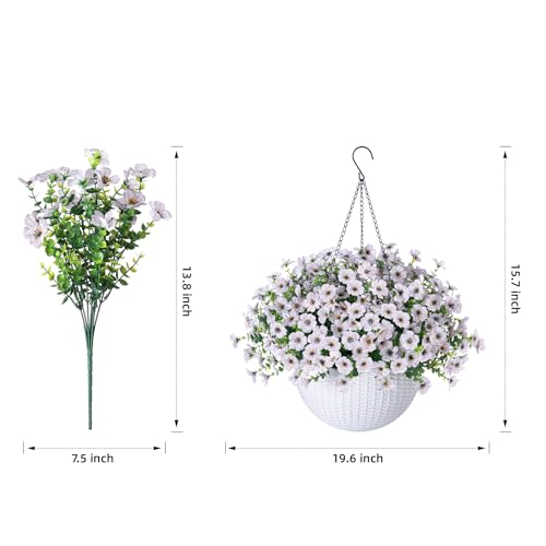 Silk White Daisy Hanging Plants with Eucalyptus Leaves