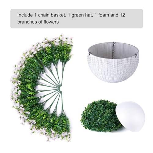 Silk White Daisy Hanging Plants with Eucalyptus Leaves