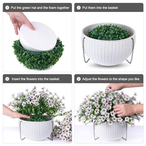 Silk White Daisy Hanging Plants with Eucalyptus Leaves