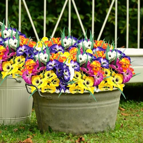 10 Bundles UV Resistant Pansy Flowers for Indoor/Outdoor Décor
