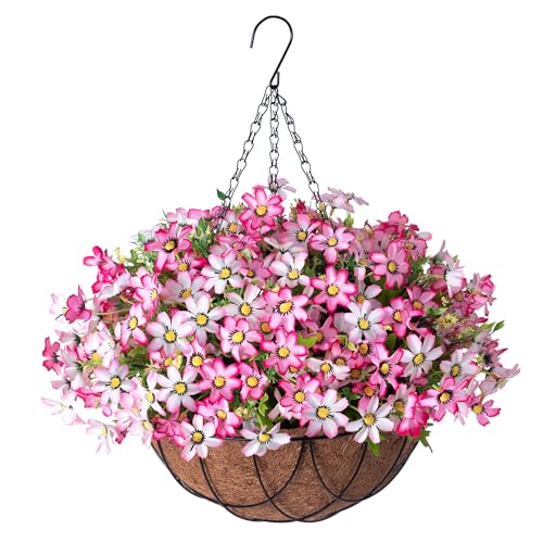 Artificial Silk Flowers Hanging Baskets Chrysanthemum Eucalyptus Decor