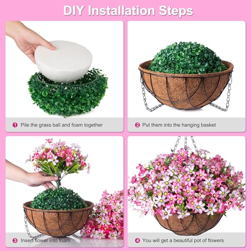 Artificial Silk Flowers Hanging Baskets Chrysanthemum Eucalyptus Decor