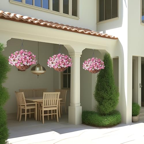 Artificial Silk Flowers Hanging Baskets Chrysanthemum Eucalyptus Decor