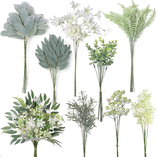 FOTEEWL 70-Piece Artificial Greenery Stems Box Set