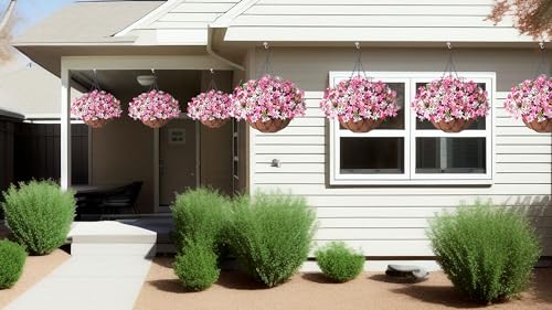 Artificial Silk Flowers Hanging Baskets Chrysanthemum Eucalyptus Decor