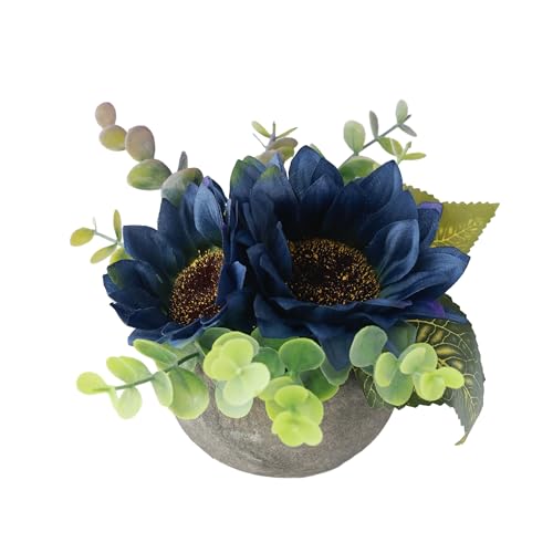 Realistic Small Artificial Sunflower Potted Plant with Vase