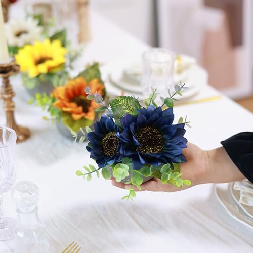 Realistic Small Artificial Sunflower Potted Plant with Vase