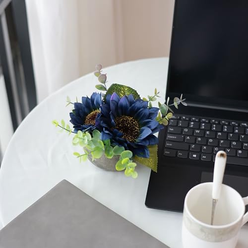 Realistic Small Artificial Sunflower Potted Plant with Vase