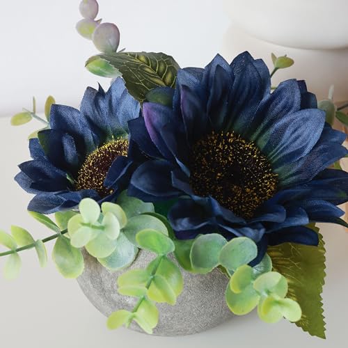 Realistic Small Artificial Sunflower Potted Plant with Vase