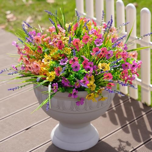 12 Bundles Artificial Faux Flowers for Outdoor Home Decor