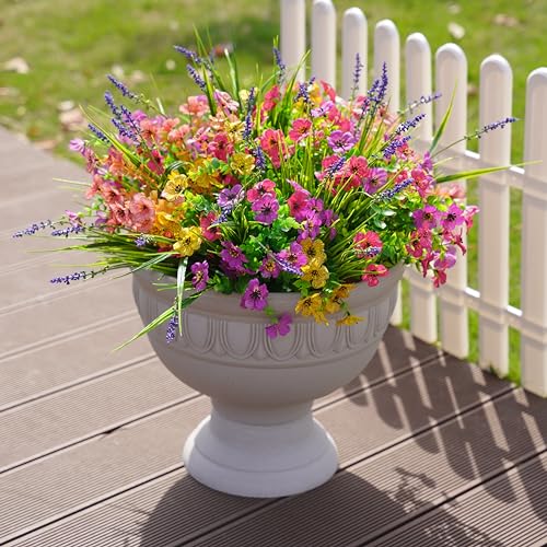 12 Bundles Artificial Faux Flowers for Outdoor Home Decor