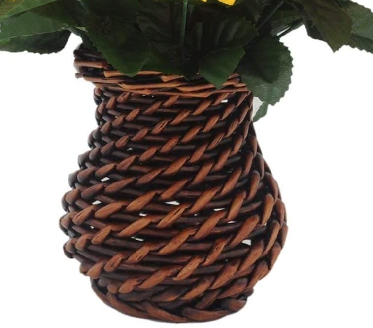 Handmade Sunflower Bouquet in Rattan Vase, 42 Flowers