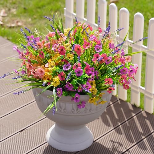 12 Bundles Artificial Faux Flowers for Outdoor Home Decor