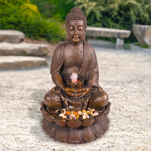 Alpine Corporation Outdoor Buddha Statue Waterfall Fountain, 33