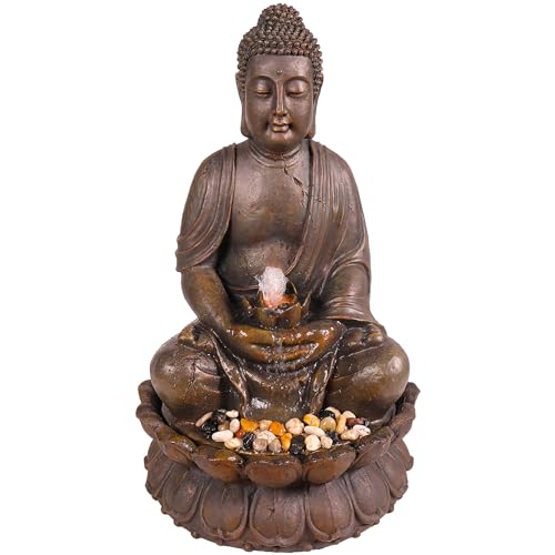 Alpine Corporation Outdoor Buddha Statue Waterfall Fountain, 33