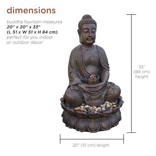 Alpine Corporation Outdoor Buddha Statue Waterfall Fountain, 33